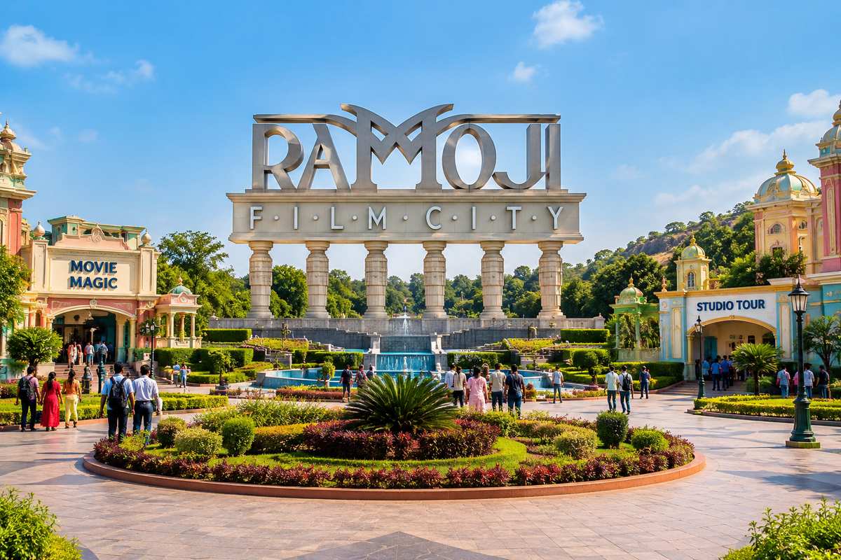 Ramoji Film City Hyderabad film sets and landscaped gardens